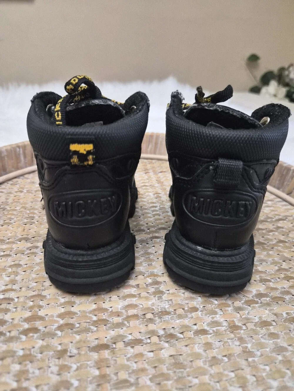 Vintage Baby Mickey For Kids Black Ankle Booties Shoes Size 5, Mickey Mouse